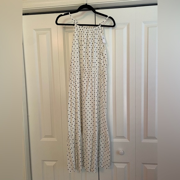 NWT Banana Republic Ivory Black Polka Dot Sleeveless Strap Dress Size Medium - Picture 5 of 8